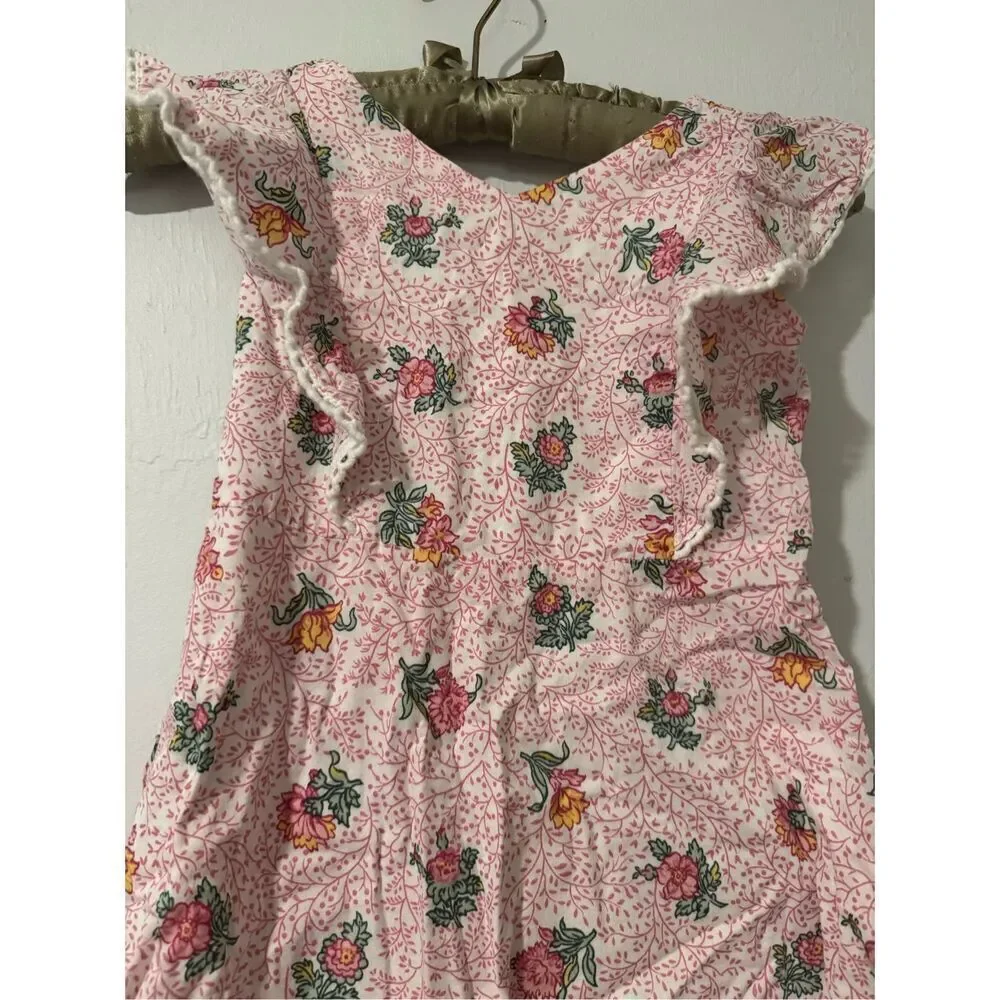 Janie and Jack pink floral ruffle sleeve dress 5